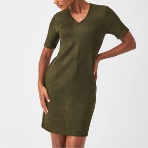 SPANX Olive Green Suede-Like Dress